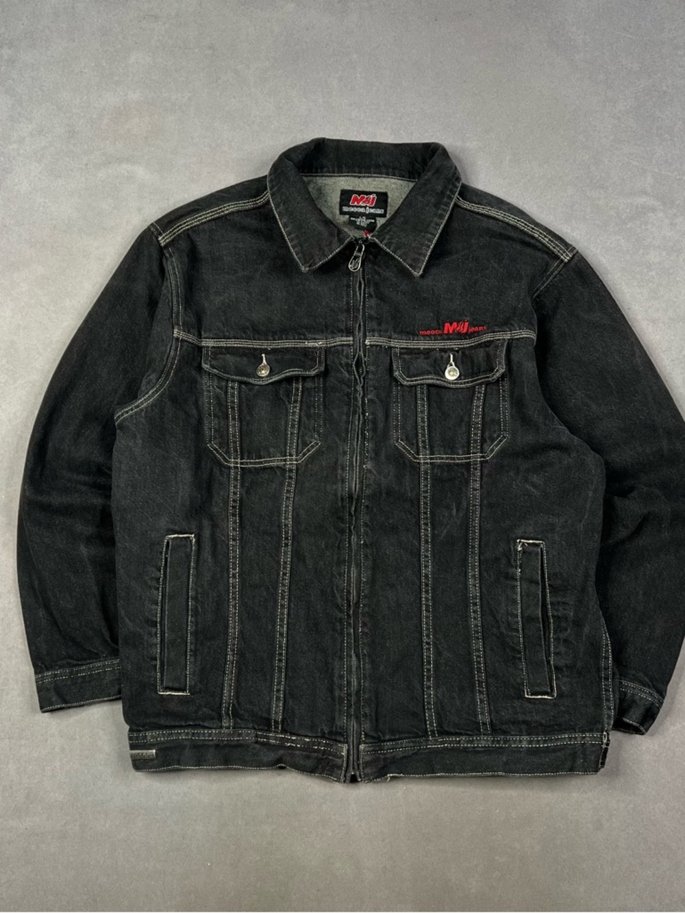 mecca Black Zip-Front Denim Shirt Jacket